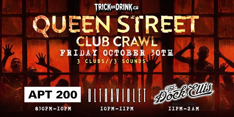 Queen St Friday Club Crawl flyer
