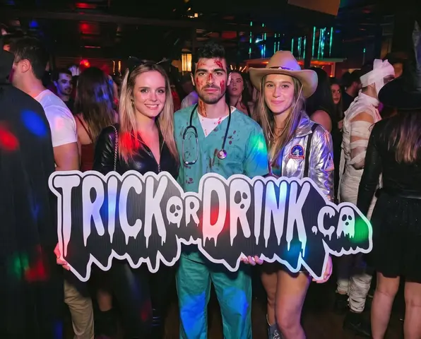 Trick or Drink partygoers in costume, Toronto