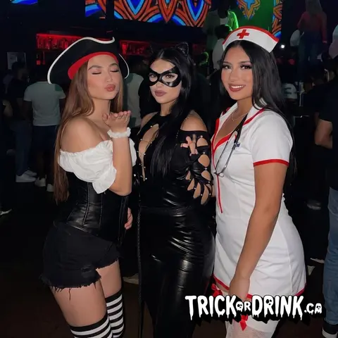 Trick or Drink partygoers in costume, Toronto