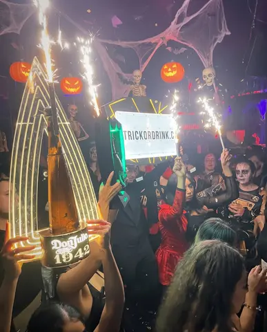 Trick or Drink partygoers in costume, Toronto